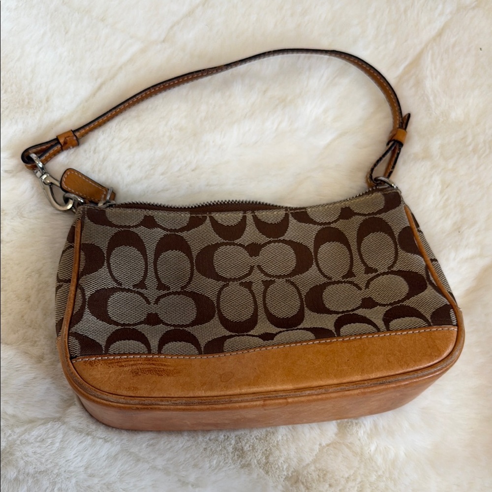 Coach Signature Brown and Tan Shoulder Bag